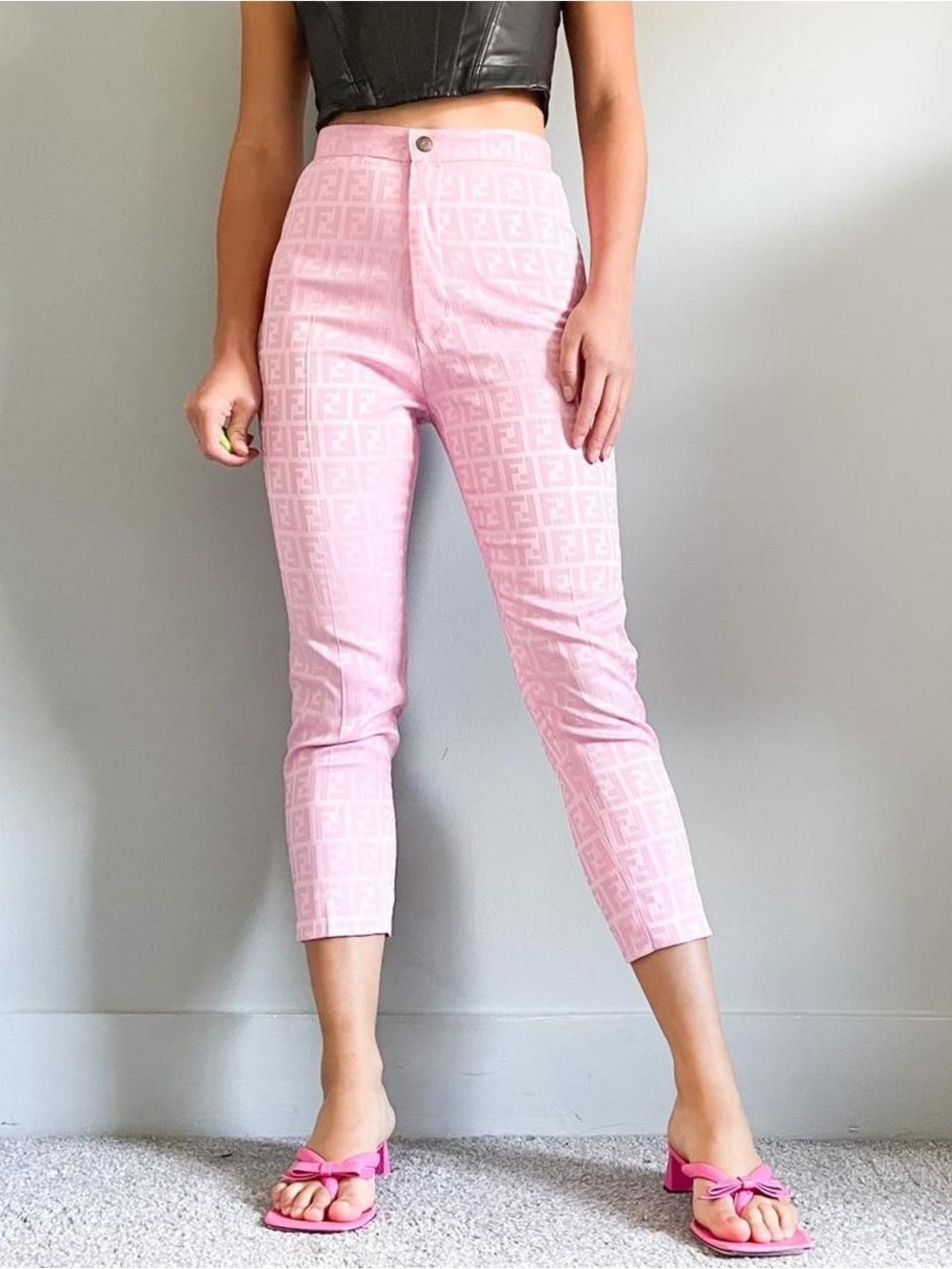 RARE Fendi Zucca Slim Pants | 100% Silk | Bubblegum Pink